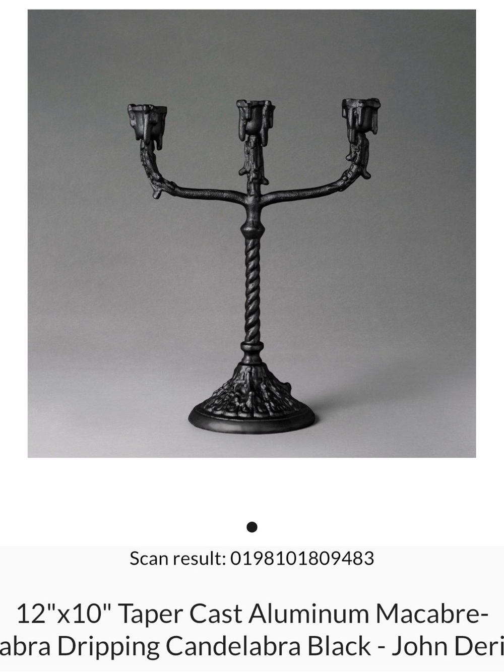 Macabre Dripping Three-Arm Candle Holder - Black